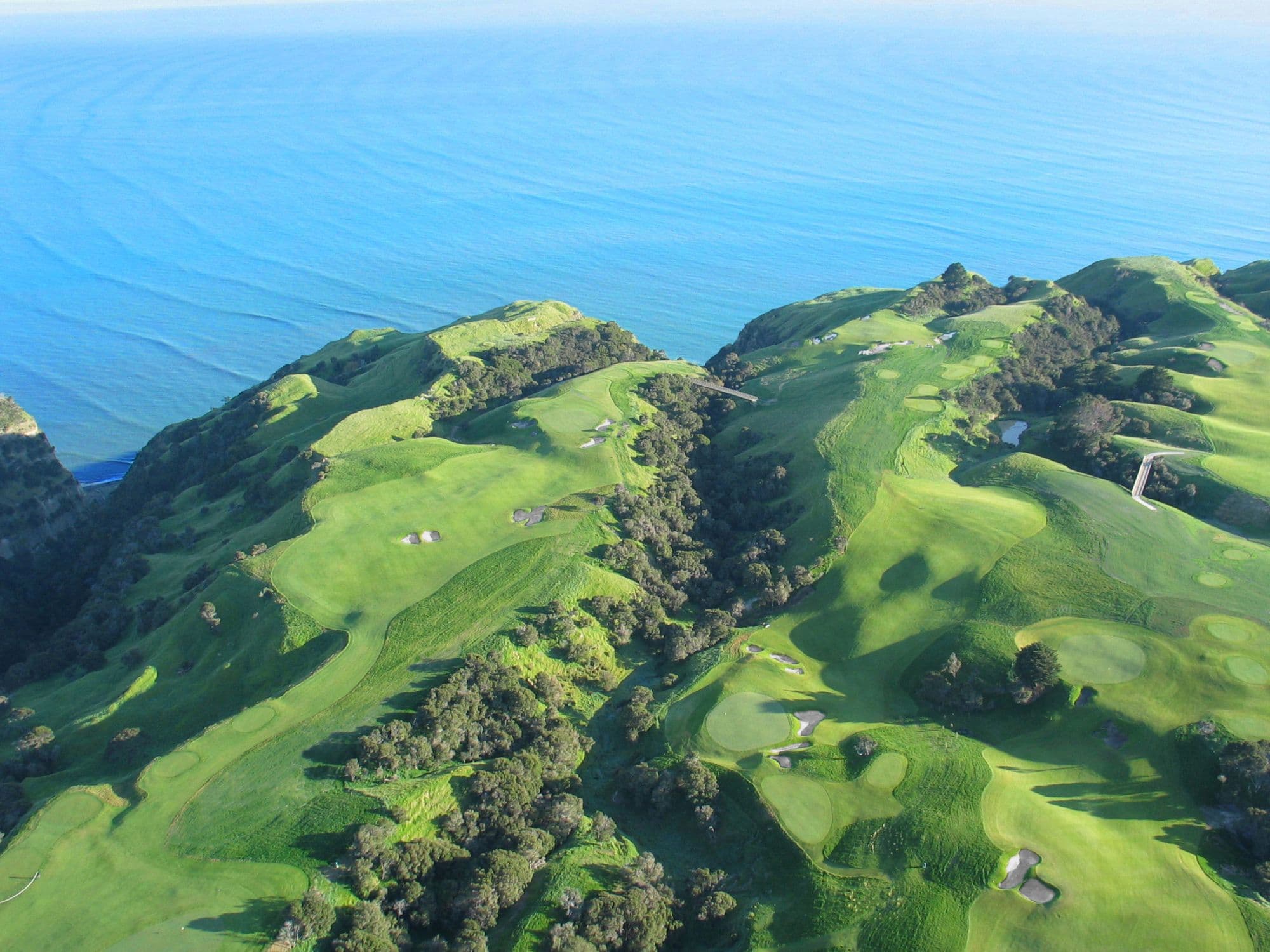 The clifftop fairways at Cape Kidnappers from the air